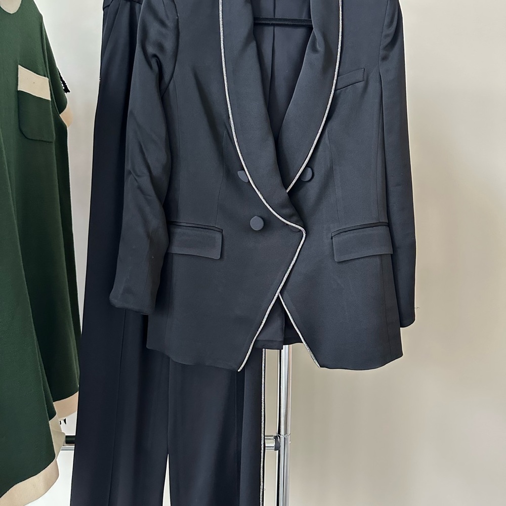 Veronica Beard Jagger Crystal-Embellished Satin Dickey Jacket - Picture 5 of 10